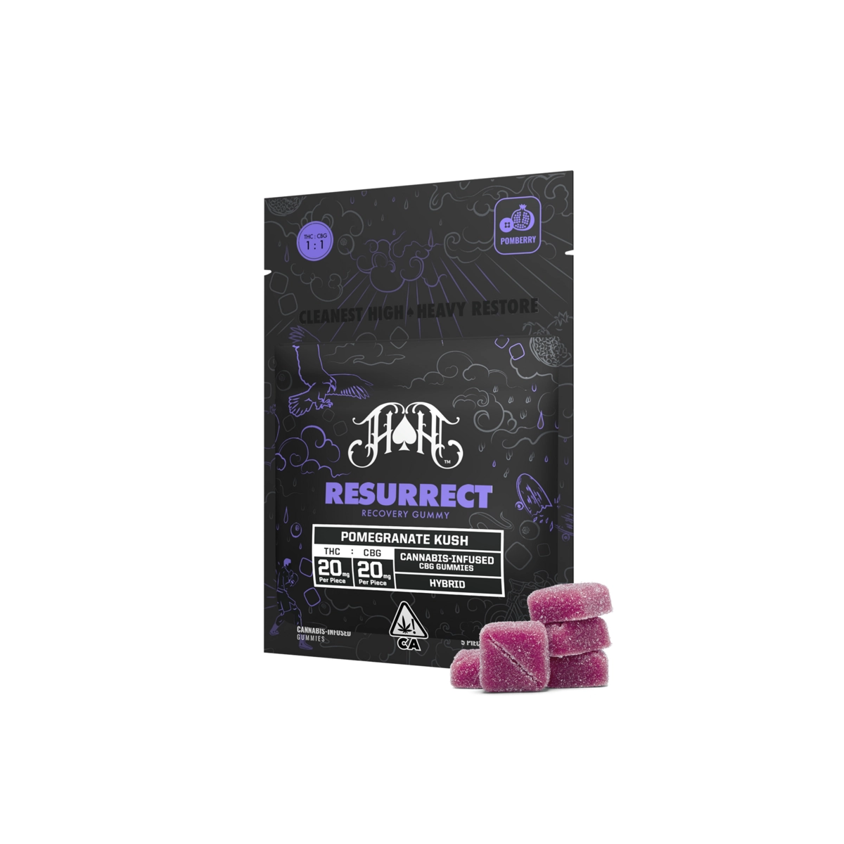 Pomegranate Kush | Hybrid – Resurrect RCS CBG Recovery Gummy