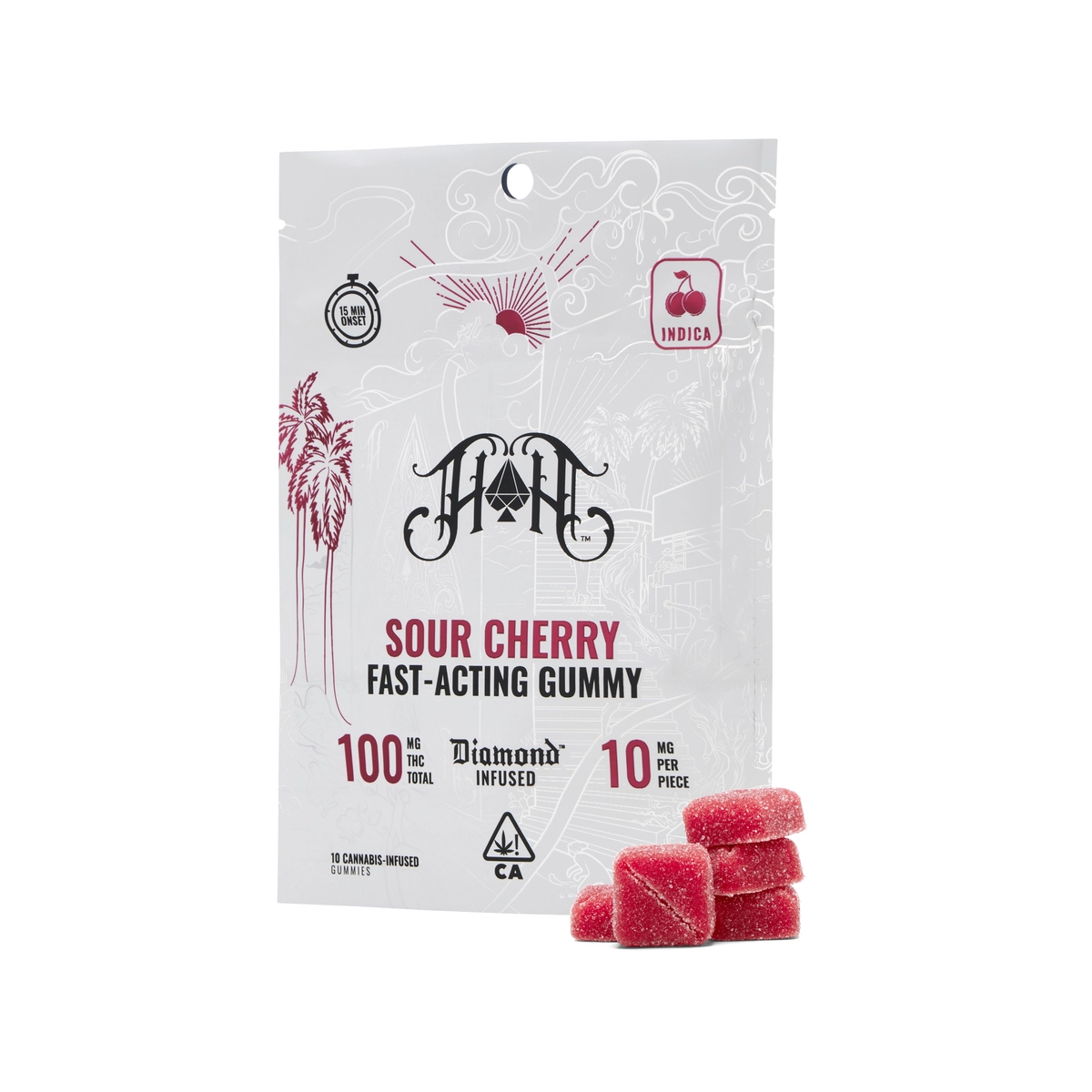 Sour Cherry | Indica – Fast-Acting Gummies – 100mg THC